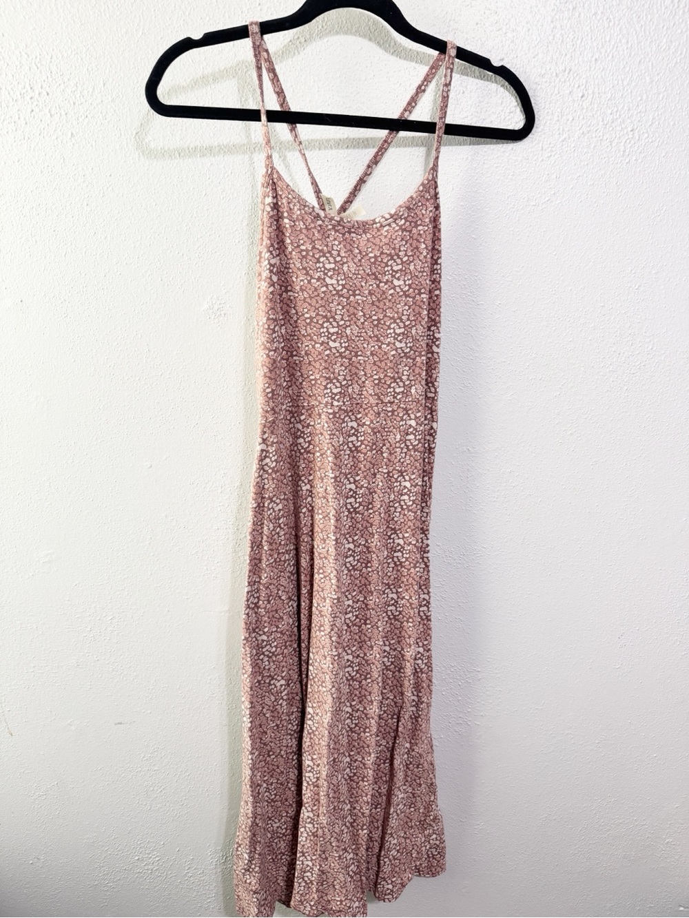 Pact Dusty Rose Floral Spaghetti-Strap fit and flare dress organic xl